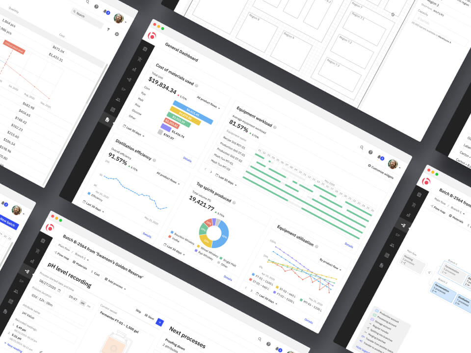 ERP UI/UX design for OnBatch, a batch processing ERP