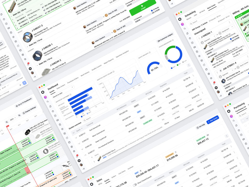ERP UI/UX design for StartProto, a discrete manufacturing ERP