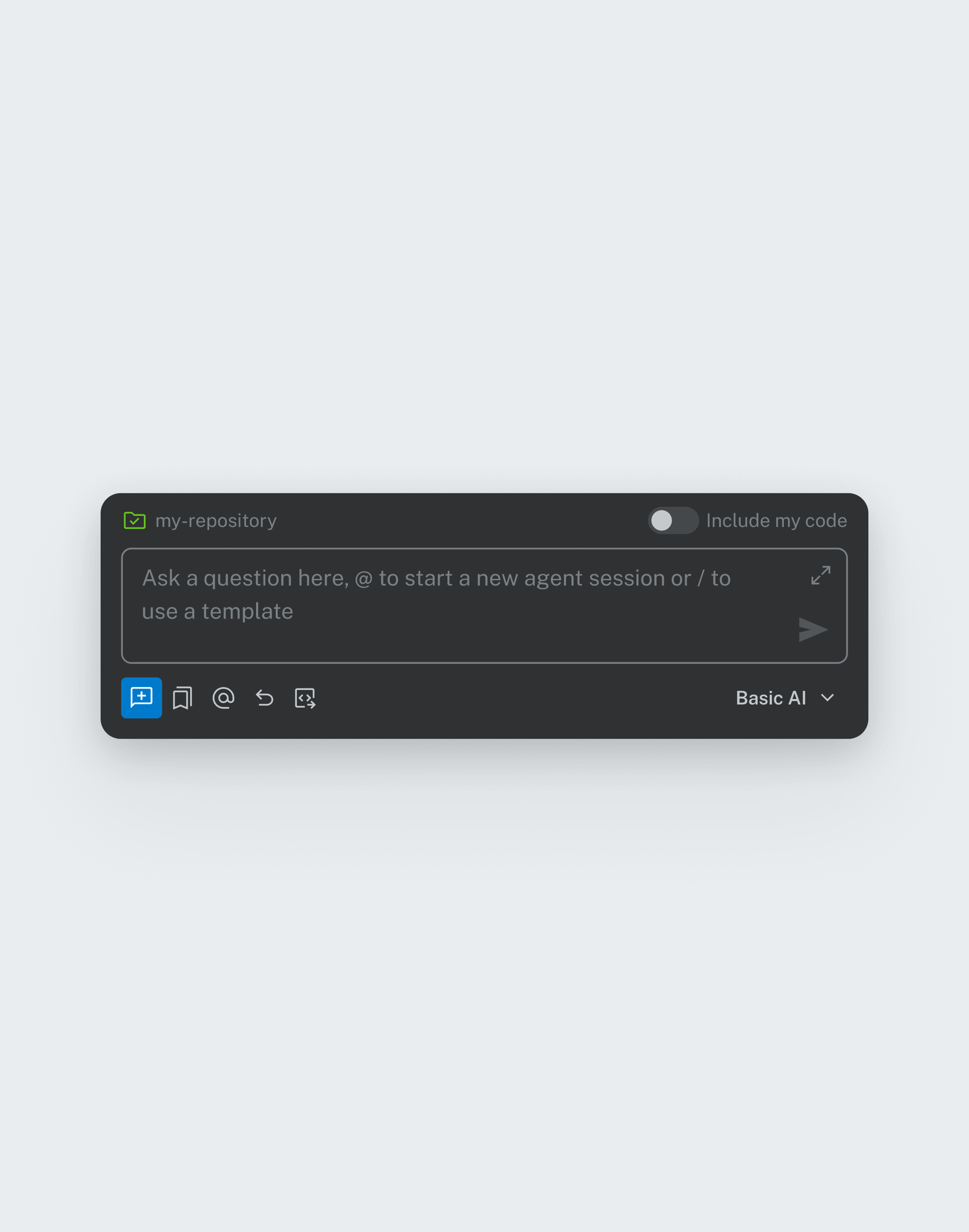 Close-up of Bito's AI chat input field with an Include my code toggle and prompt toolbar