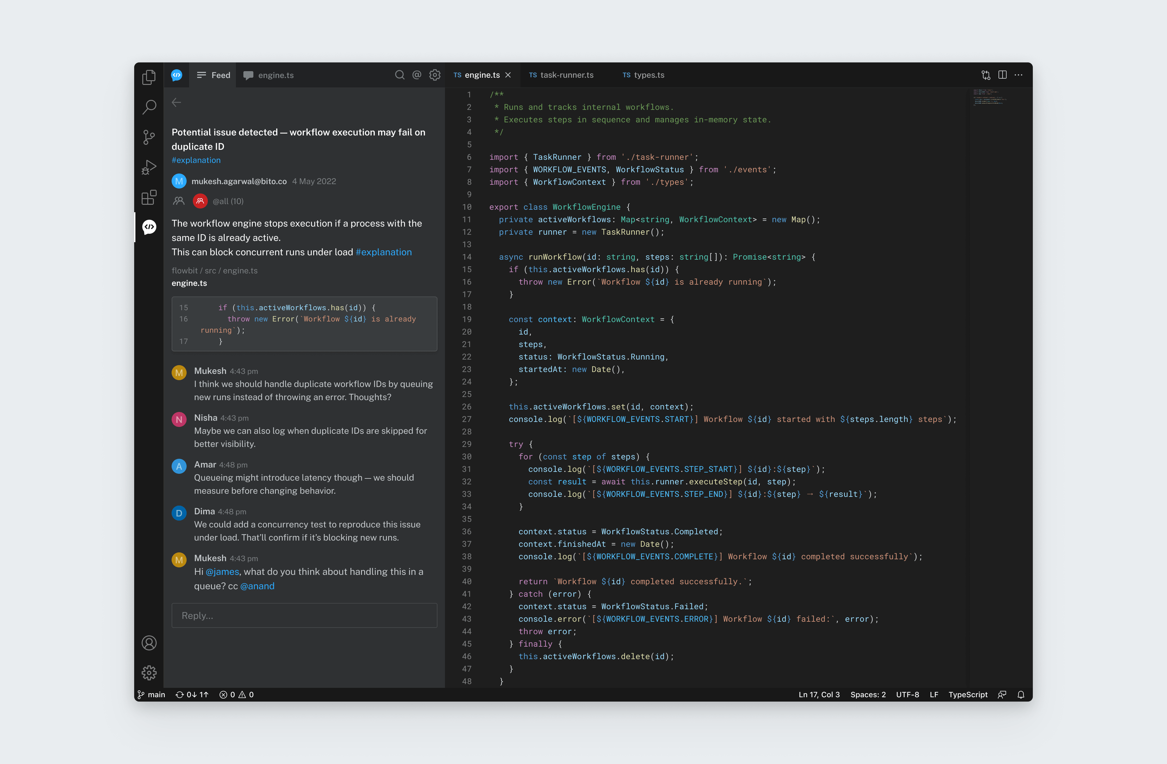 Bito in the IDE: the duplicate-ID discussion thread and comments
