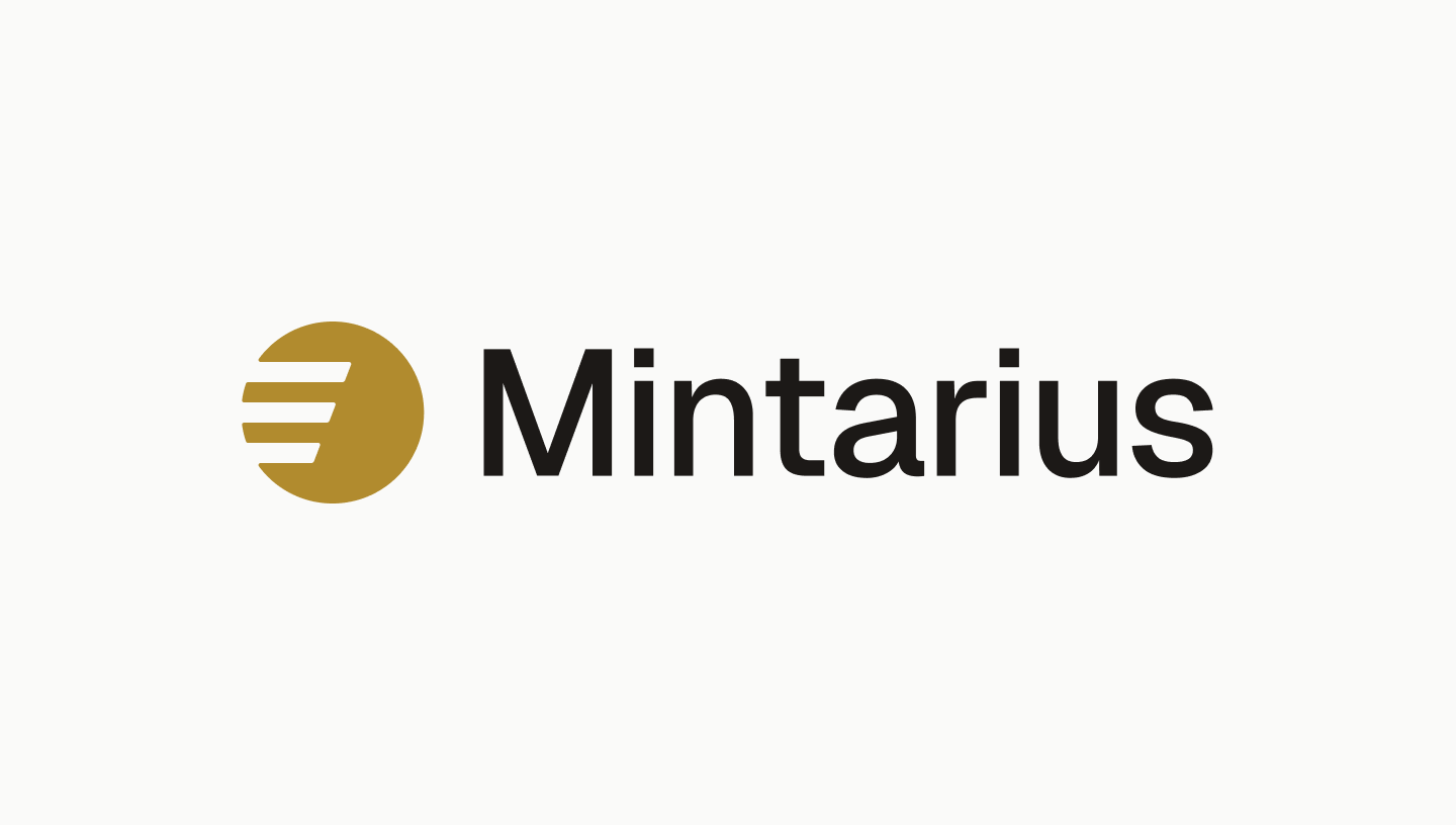 Brand mark and wordmark on light background showing the primary black and gold colour application